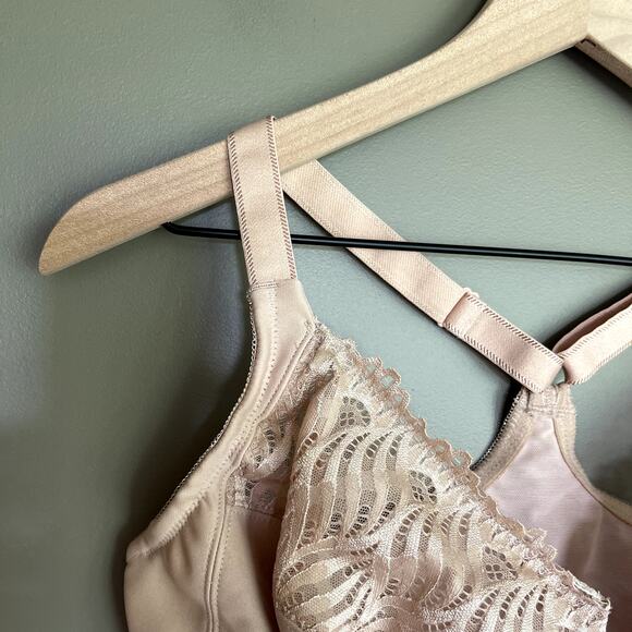 Glamorise Wonderwire Front Closure T Back Bra Cafe Size‎ 34G Nude Tan Cream Lace - Picture 7 of 16